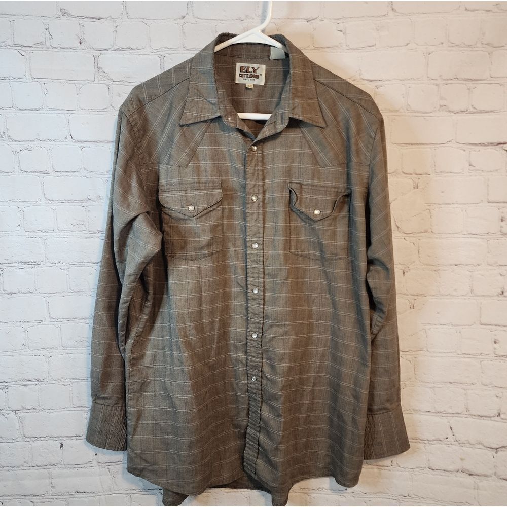 Men's Ely Cattleman longsleeve pearl snapped shirt, size Large